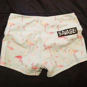 SAVAGE Barbell Pink Flamingo Shorts